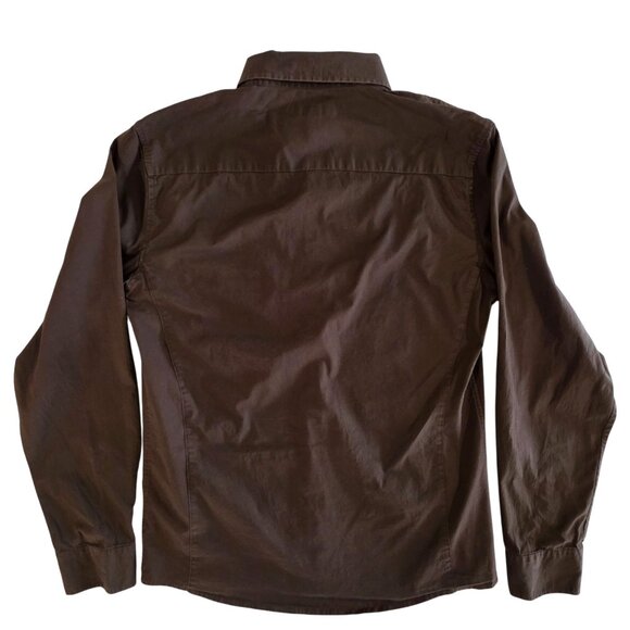 G by Guess Solid Brown Long Sleeve Button Up Dress Shirt Men's Size Large - Picture 2 of 8